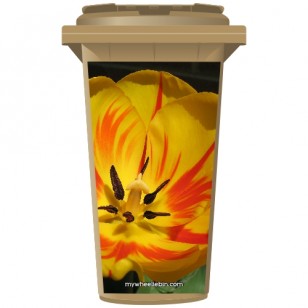 Yellow & Red Tulip Wheelie Bin Sticker Panel